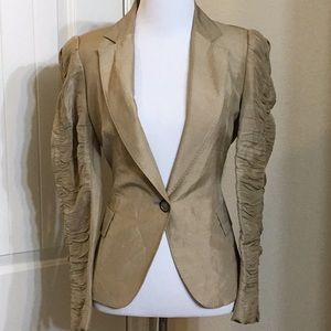 zara ruched sleeve blazer
